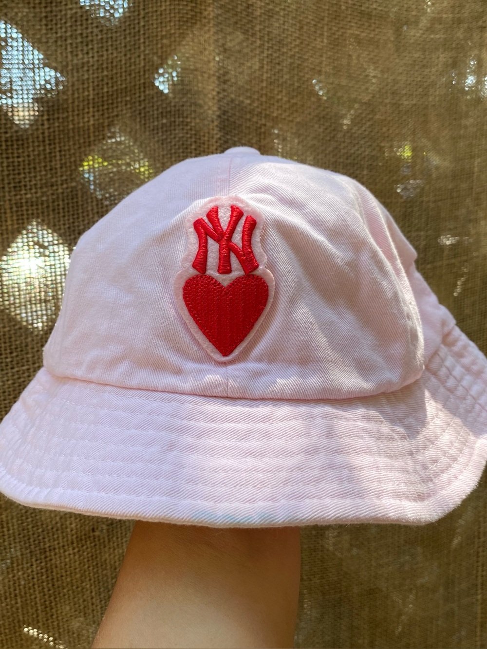 Pink Girls Bucket Hat with Red Heart Patch Baby